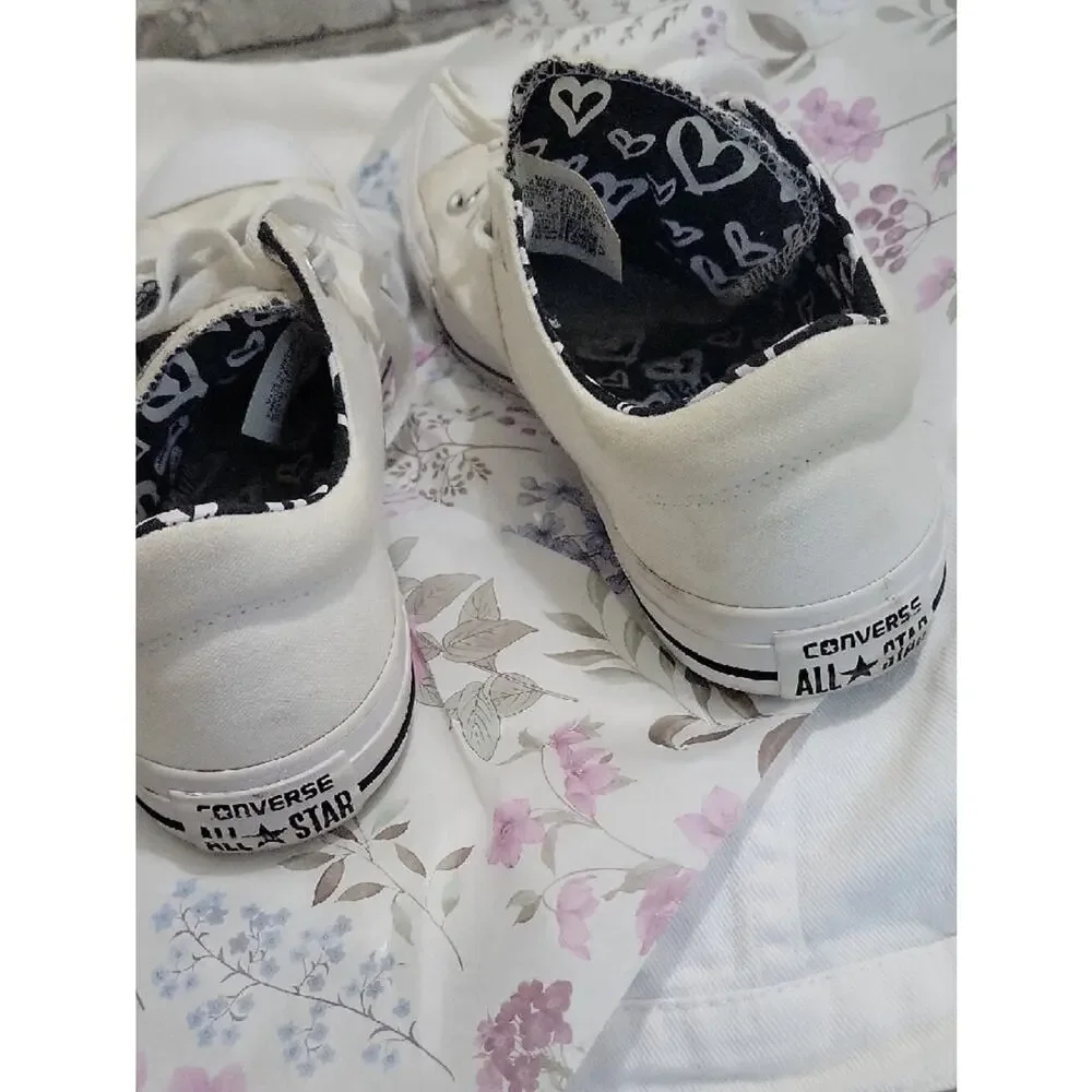 Converse All-Star Cream Canvas Sneakers, Heart Lining, Womens Sz 10, Streetwear - Picture 5 of 11